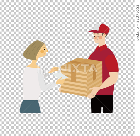 Vector illustration of a courier man delivering… - Stock Illustration