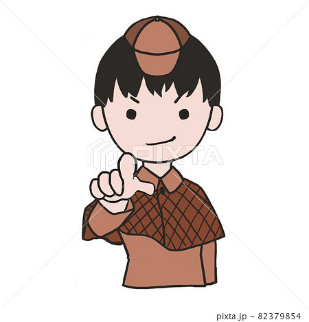 人差し指を向けてくる若い探偵（男1） 82379854
