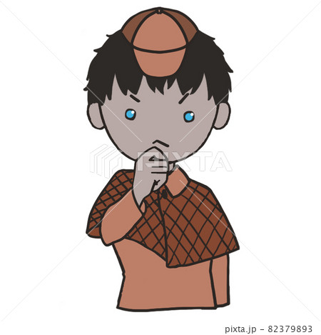 顎に手を当てて考え込む若い探偵（男2） 82379893