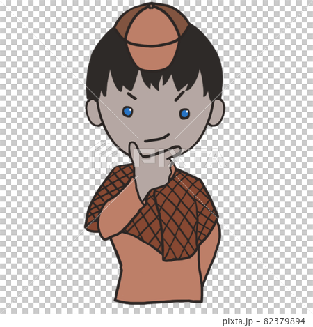 顎に手を当ててかっこつける若い探偵（男2） 82379894