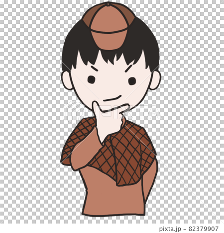 顎に手を当ててかっこつける若い探偵（男1） 82379907