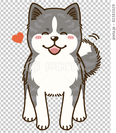 懐く秋田犬（虎毛） 82381029