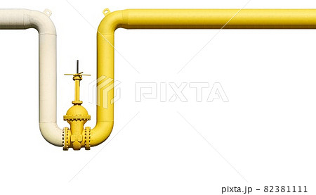 Large water shutoff valve with flanges and lever on white background 82381111