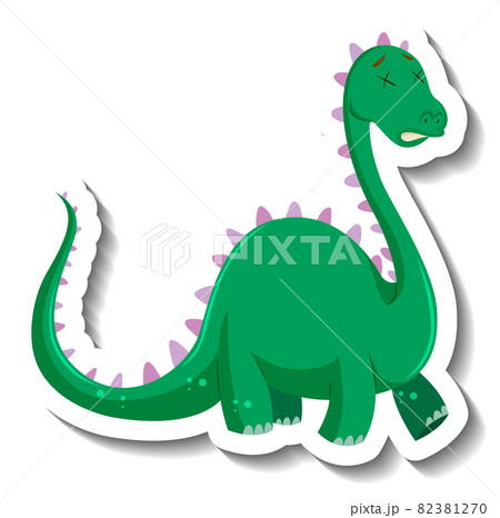 Cute green dinosaur cartoon character sticker Cute green dinosaur cartoon character sticker 82381270