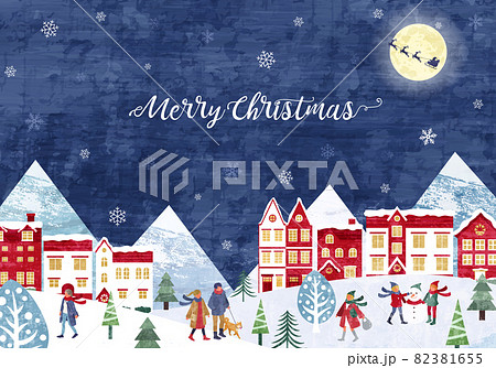雪とクリスマスと人々のベクターイラスト背景 82381655