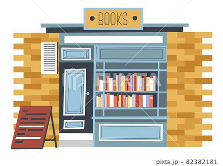Stall and shop, market of kiosk with books vector 82382181
