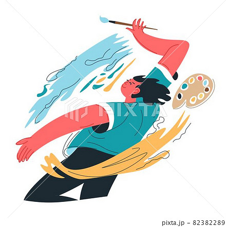 Artist painting masterpiece, talented painter 82382289
