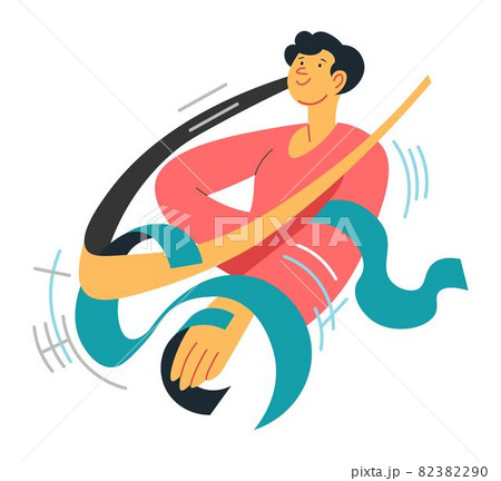 Gymnast with ribbons, athlete or flexible dancer Gymnast with ribbons, athlete or flexible dancer 82382290