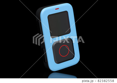 Remote controller for photo and video action camera on black background 82382558