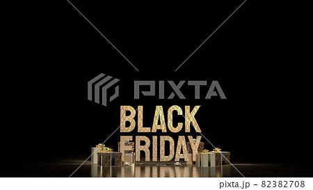 Black Friday gold text and gift boxes for offer or promotion shopping concept  3d rendering. 82382708