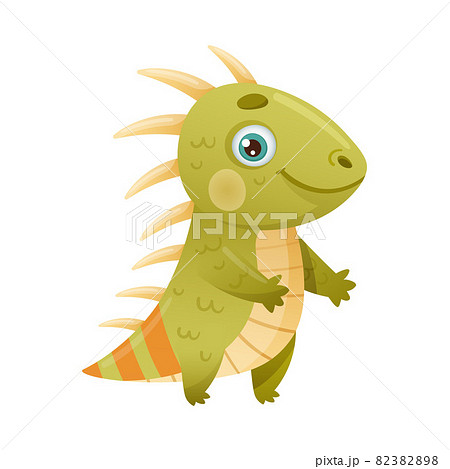 Cute iguana jungle baby animal cartoon vector illustration on white background 82382898