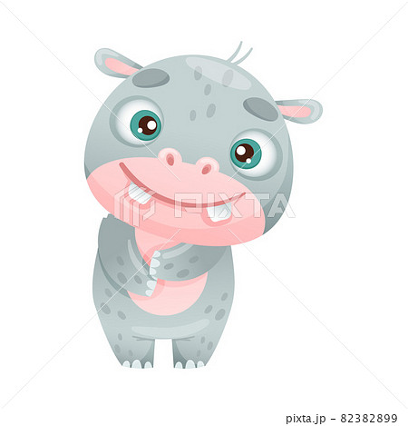 Cute hippo jungle baby animal cartoon vector illustration on white background 82382899
