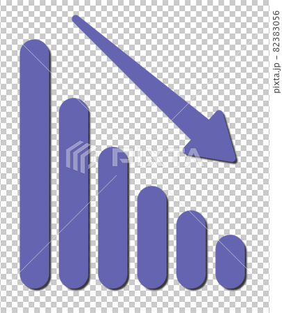 減少傾向の棒グラフと矢印のイラストのイラスト素材 3056