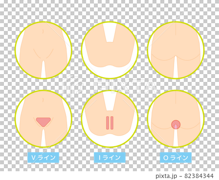 ボディパーツ　VIO　脱毛箇所　ベクターイラスト　女性 82384344
