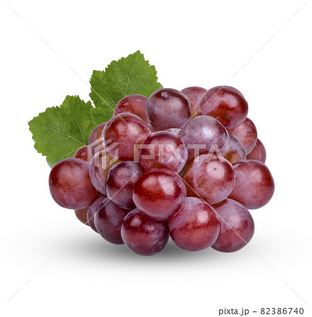 Fresh red grape with leaves isolated on white background 82386740