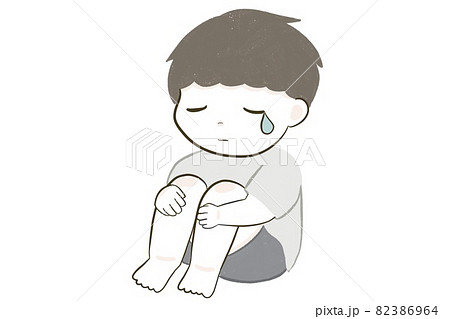 A Boy Who Sheds Lonely Tears Alone Stock Illustration