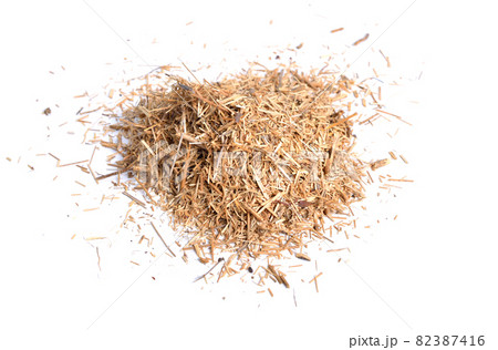 Shives, also known as shoves, boon or hurd. Isolated on white background 82387416