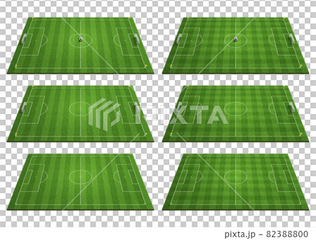 遠近法の深緑のサッカーコートのセット チェック柄とストライプ のイラスト素材 3800