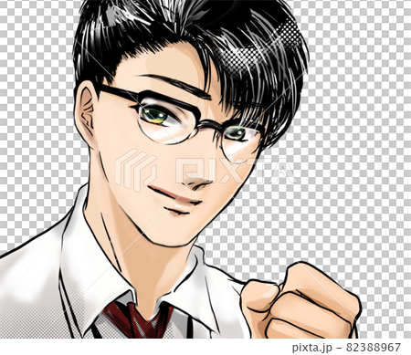 Encourage with cartoon handsome glasses doctor guts pose 82388967