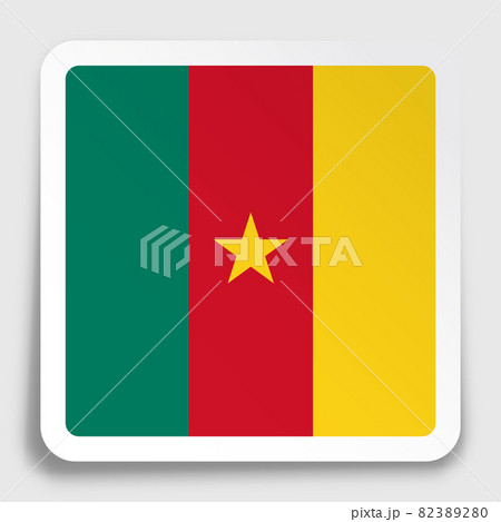CAMEROON flag icon on paper square sticker with shadow. Button for mobile application or web. Vector