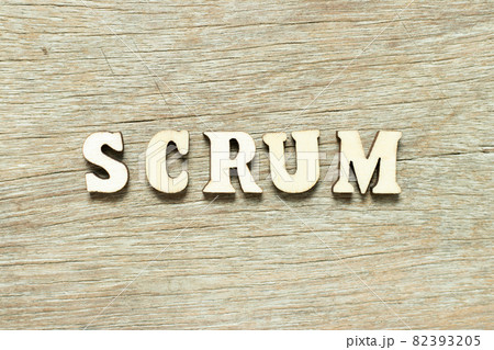 Alphabet letter in word scrum on wood background 82393205