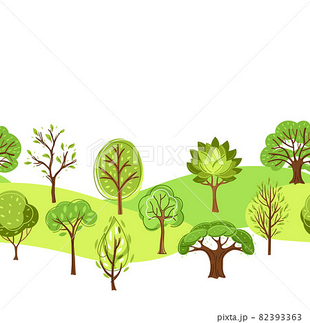 Spring or summer seamless pattern with stylized trees. 82393363