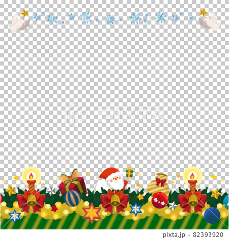 手描きっぽいかわいいクリスマスのフレーム正方形 ハトと雪の結晶 透明 のイラスト素材 3939