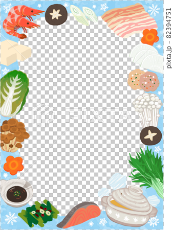 A delicious pot with a cute picture book touch and a lot of ingredients Vertical snow ver 82394751