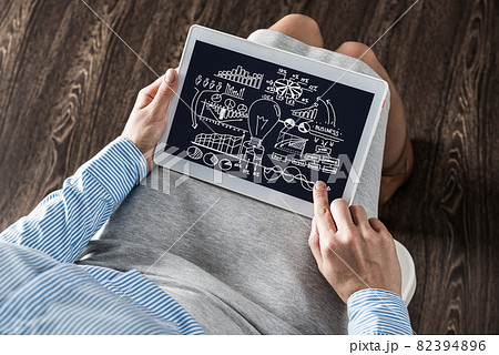 Business woman with computer tablet 82394896