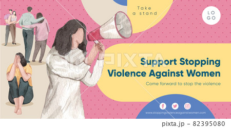 Billboard template with stop violence against women concept,watercolor style Billboard template with stop violence against women concept,watercolor style 82395080