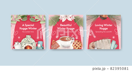 Banner template with winter hugge concept,watercolor style 82395081