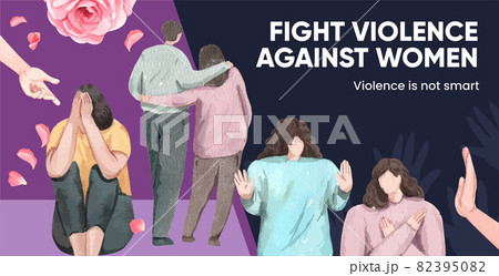 Billboard template with stop violence against women concept,watercolor style Billboard template with stop violence against women concept,watercolor style 82395082