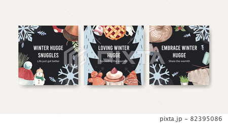 Banner template with winter hugge concept,watercolor style 82395086