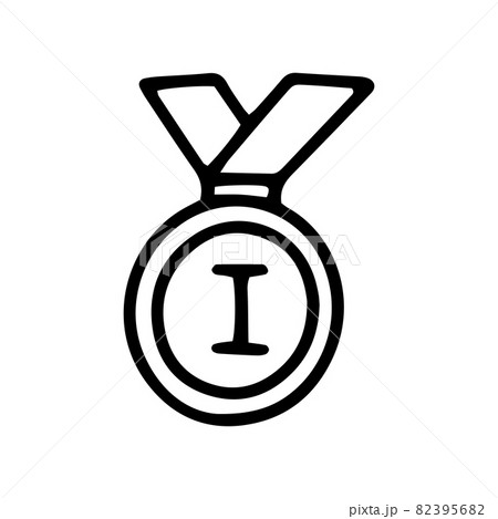 first place medal line vector doodle simple icon 82395682