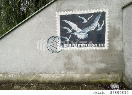 painting of an austrian stamp on a wall painting of an austrian stamp on a wall 82396336