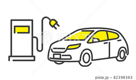 ベクターアイコン素材：電気自動車の充電スポット 82396363