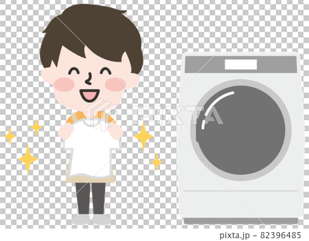 二頭身_洗濯をする男性 82396485