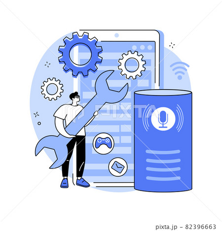 Smart speaker apps development abstract concept vector illustration. 82396663