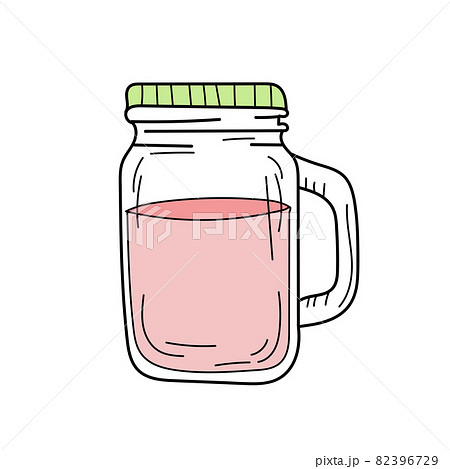Hand drawn red lemonade in a glass jar. Vector on white Hand drawn red lemonade in a glass jar. Vector on white 82396729