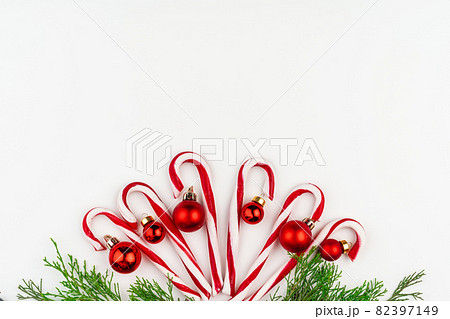 Christmas card background with candy cane, copy space 82397149