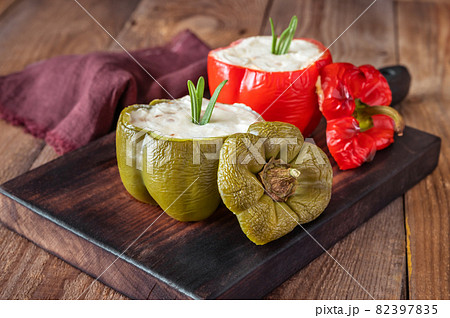 Baked stuffed peppers with ricotta 82397835