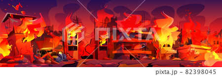 City in fire, burning buildings with smoke and flame City in fire, burning buildings with smoke and flame 82398045