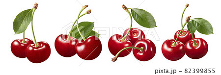 Sweet cherry bunch set isolated on white background Sweet cherry bunch set isolated on white background 82399855