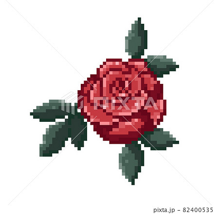 Pixel art vintage rose. 8 bit style retro rose flower vector illustration.  82400535