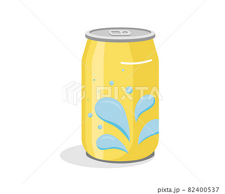 Lemonade Cartoon yellow can. Vector illustration of soda drink aluminum can with splashing water droplets on the label. Isolated, eps 10. Lemonade Cartoon yellow can. Vector illustration of soda drink aluminum can with splashing water droplets on the label. Isolated, eps 10. 82400537