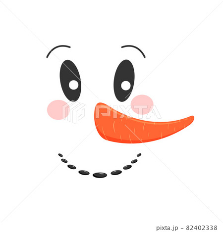 Cute snowman face. Funny snow man head with... - Stock Illustration  [82402338] - PIXTA