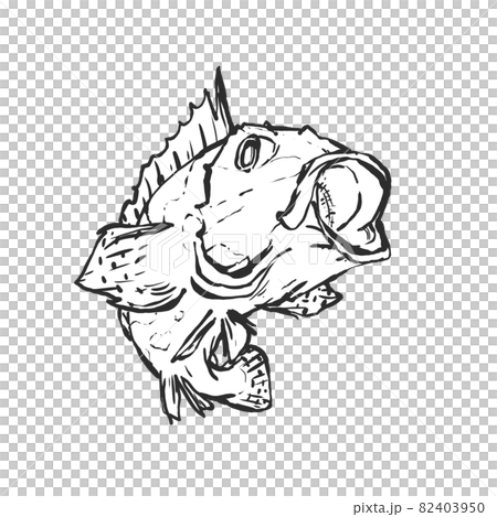 Hand-painted brush painting style illustration of scorpion fish 82403950