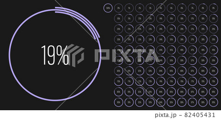 Set of circle percentage diagrams from 0 to 100 Set of circle percentage diagrams from 0 to 100 82405431