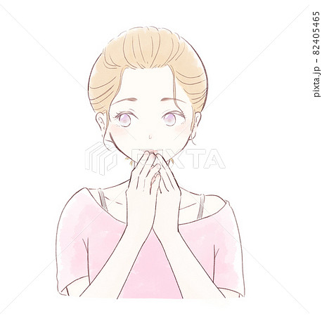 口元に手を添える女性のイラスト素材