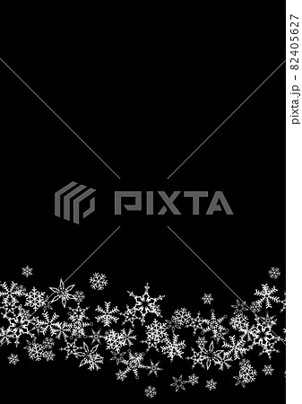黒背景の雪の結晶のフレーム No 02のイラスト素材